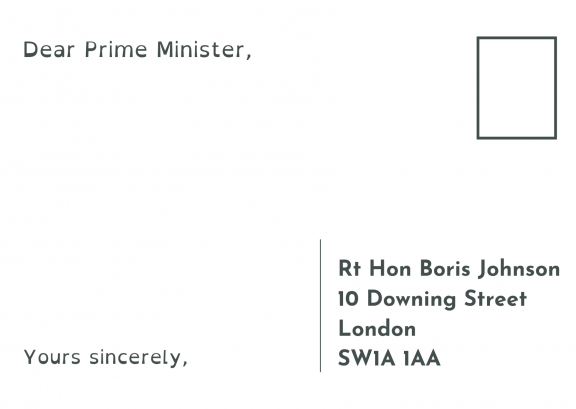 Template postcard to Boris Johnson